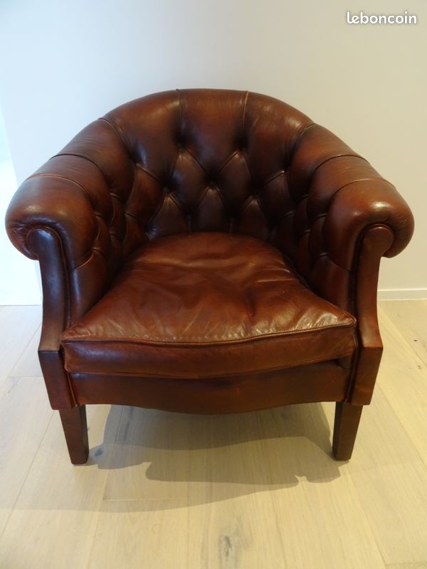 Fauteuil - club anglais en cuir (image 1)