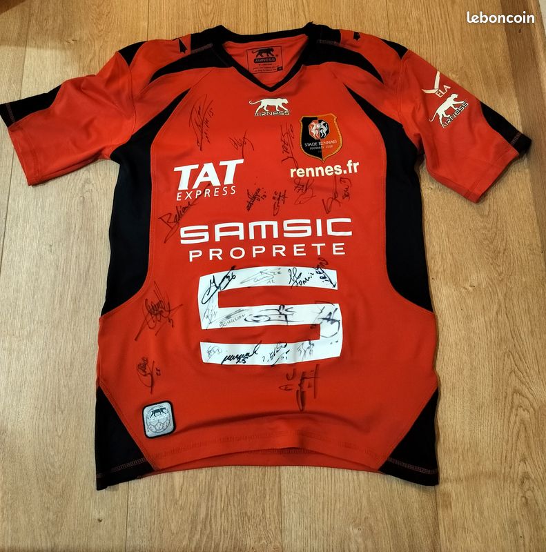Maillot Stade Rennais Airness Vintage #7 Jeune Dédicacé, Taille XS