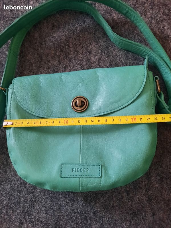 Sac bandoulière, cuir vert, Pieces Accessoires Bagagerie