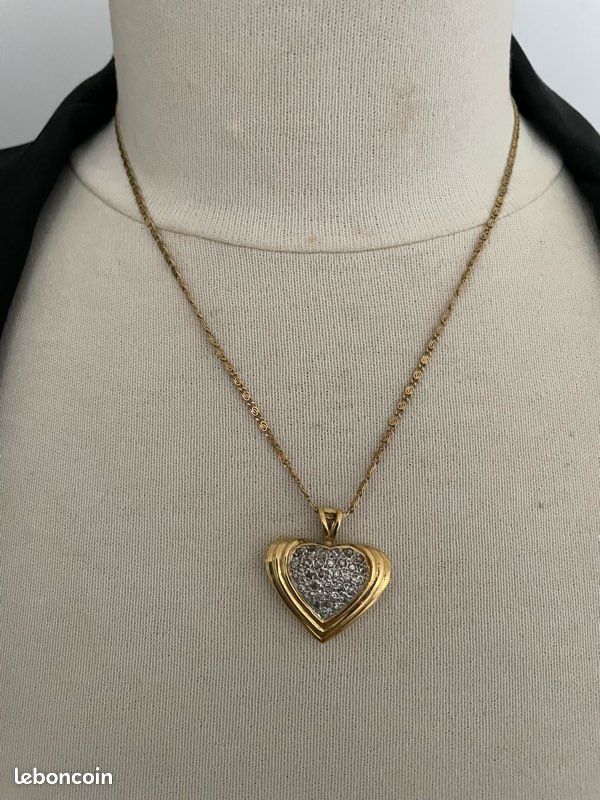 Pendentif Ancien Vintage En Forme De Cœur - Métal Doré - Occasion
