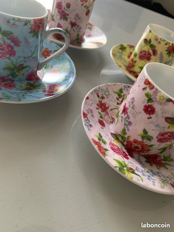 Lot De Tasses à Café Geneviève Lethu Multicolores – Porcelaine Française