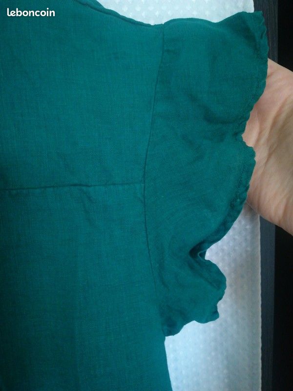 Blouse vert sapin 100% lin (image 9)