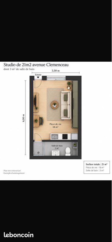 Appartement 1 pièce 21 m² · à Montpellier · 21 m² · 550 €/mois