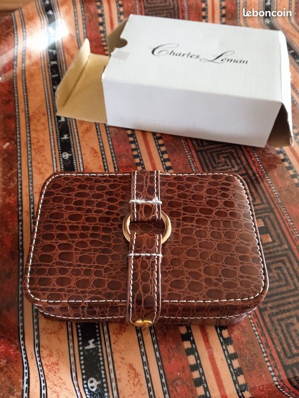 Horloge De Voyage Charles Leman Vintage - Cadran à Poser Dans Son Coffret Skaï
