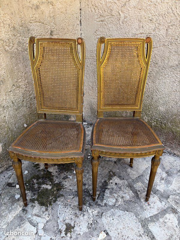 Chaises de dame 19eme en bois doré canné (image 1)