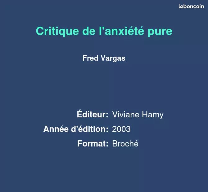Critique de l'anxiété pure - Fred Vargas (image 2)