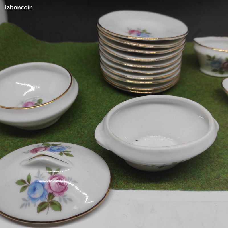 Dinette Ancienne Poupées Porcelaine Faience Miniature Collection