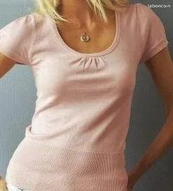 Pull léger élégant noir à manches courtes ballons Suisses T 40