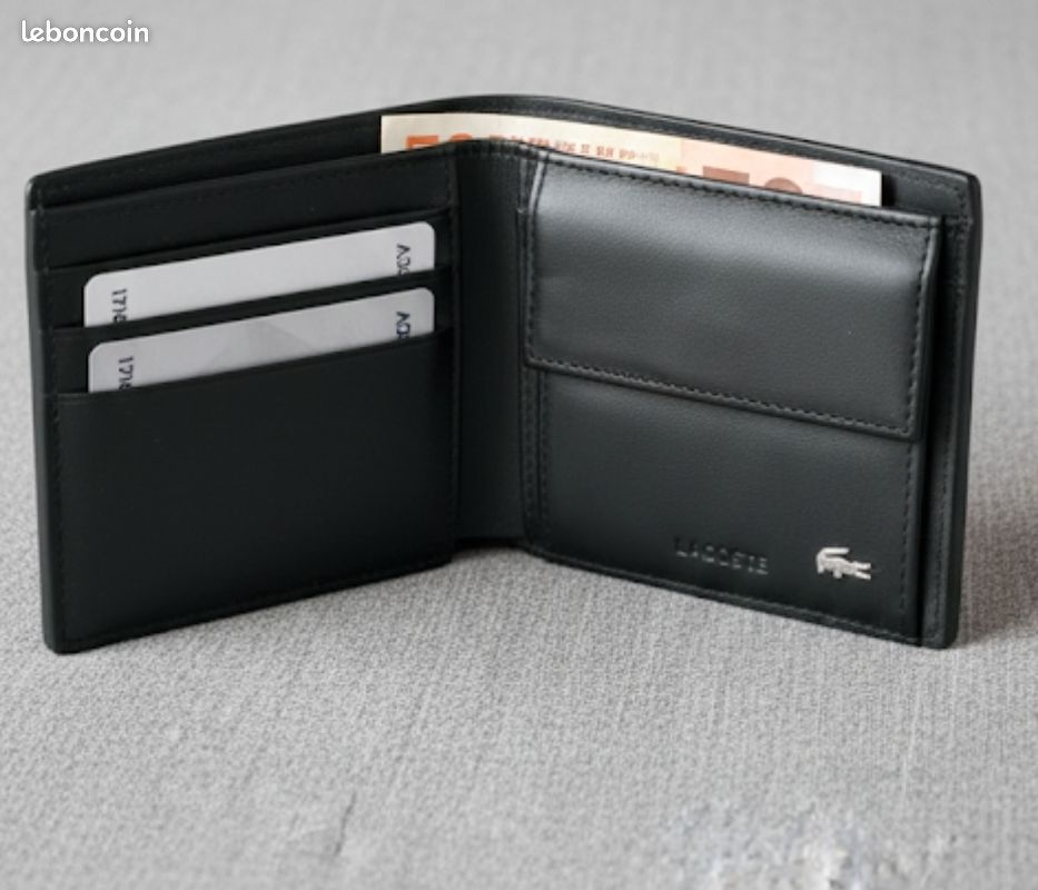 💳 PAIEMENT X4 : Portefeuille Lacoste en cuir noir - Très bon Etat (image 3)