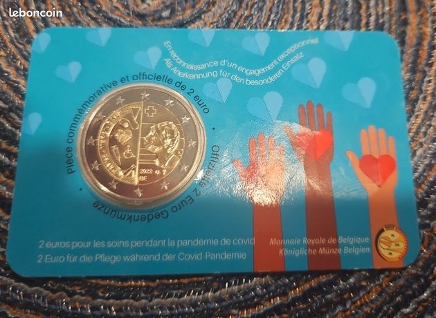 Pice 2 Belgique 2022 soignants Covid coin card BU euro commmorative - Collection Pice 2 Belgique 2022 soignants Covid coin card BU euro commmorative - Collection