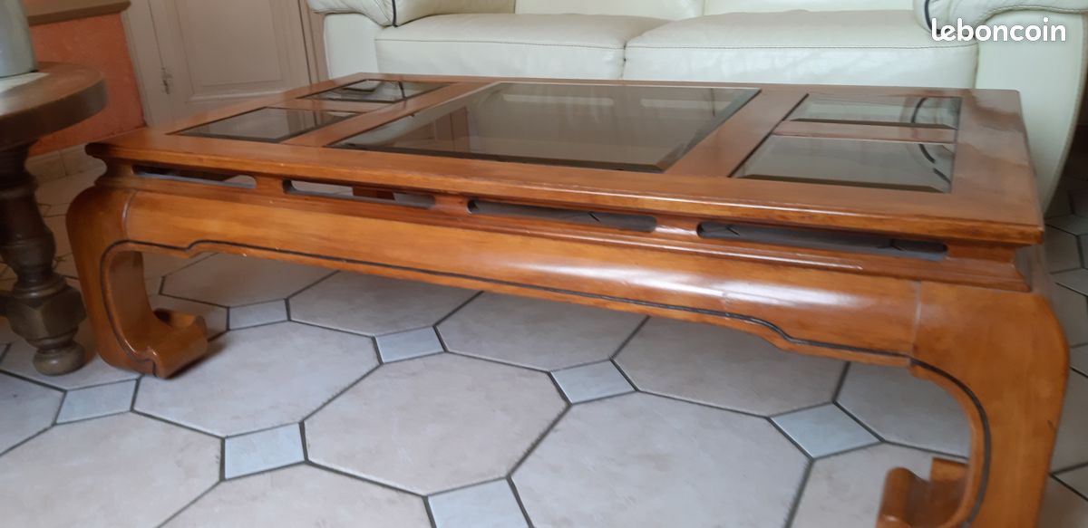 Table de salon en bois et verre (image 2)