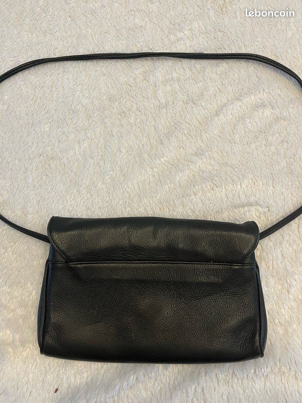 Sac bandoulière Texier vintage cuir noir véritable – fabrication française (image 4)