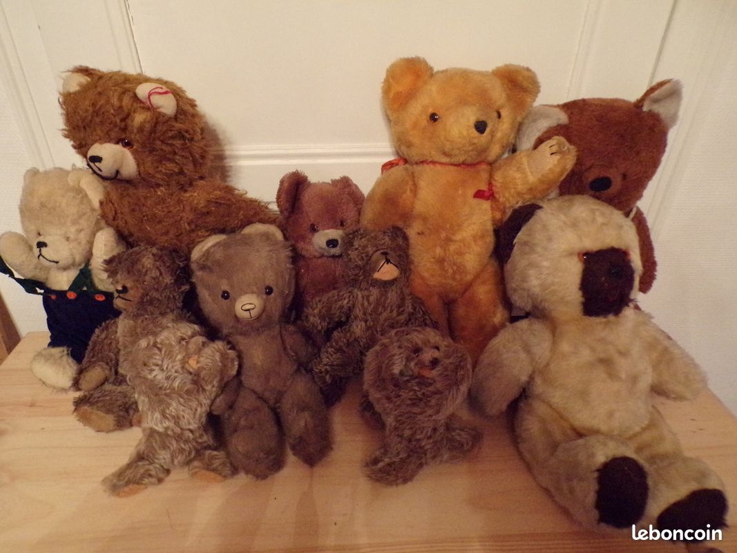 Grand Ours En Peluche Ancien 44 Cm - état D'usage - Charme Rétro