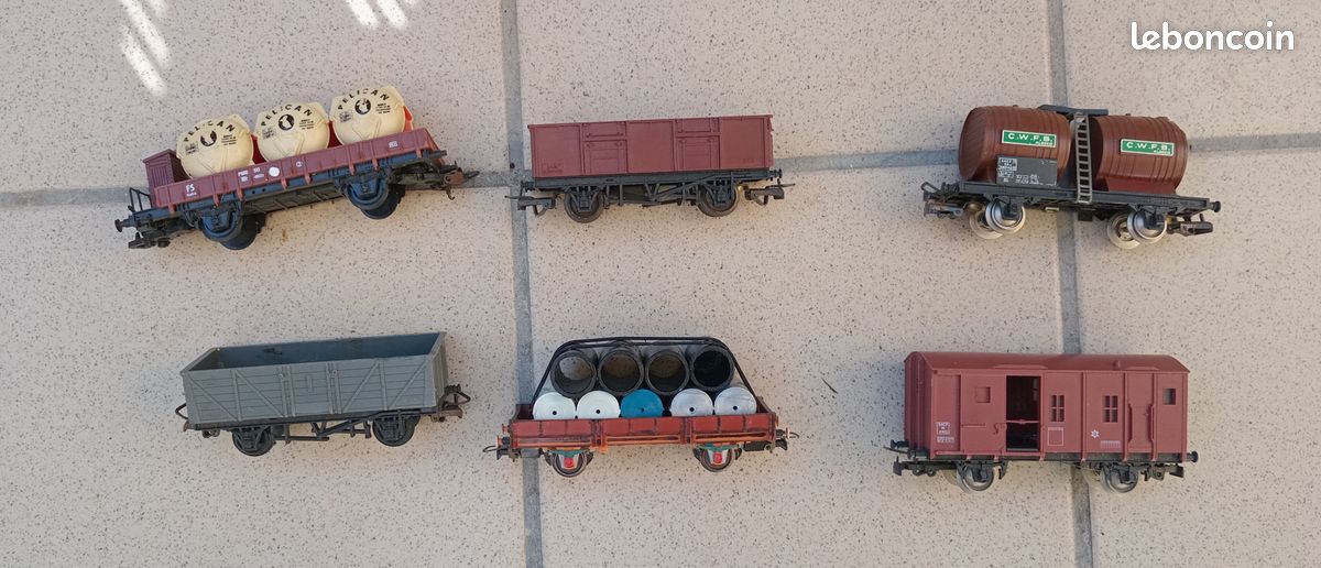 Lot De 7 Wagons Jouef HO - Train Marchandises SNCF - Vintage Modélisme Ferroviaire