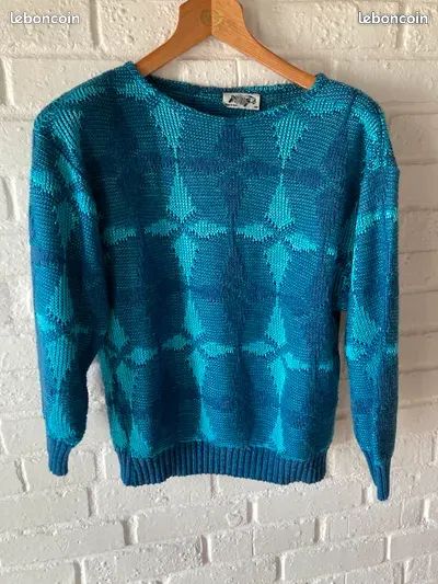 Pull femme vintage jolies mailles Made in France années 70 (image 1)