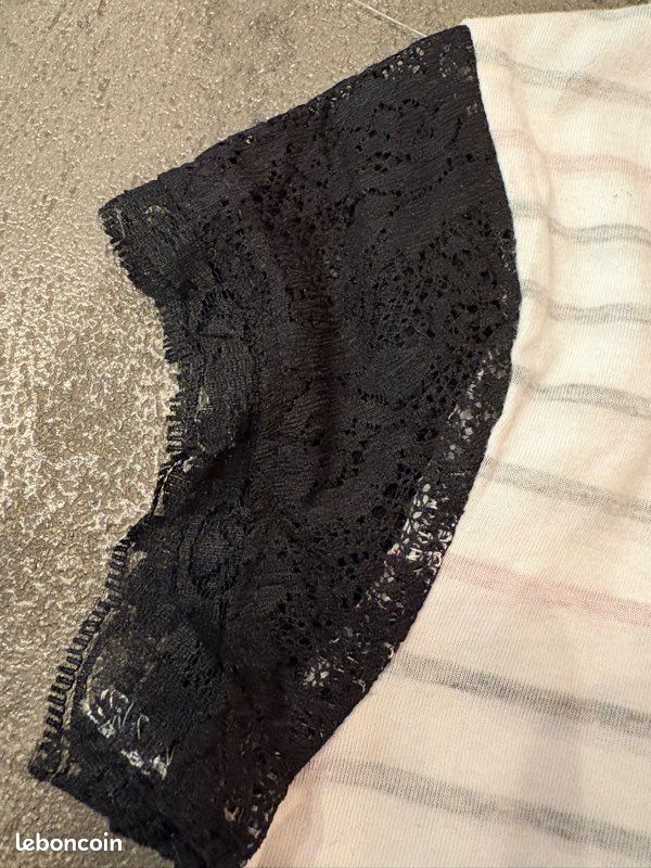 T-shirt fille, caporal manches dentelles, taille 16 ans, neuf avec étiquette (image 3)