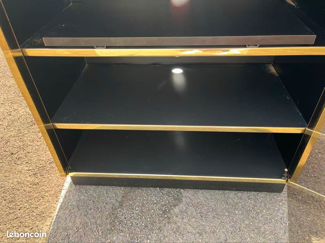 Commode/Buffet noire avec portes en verre fumé (image 3)