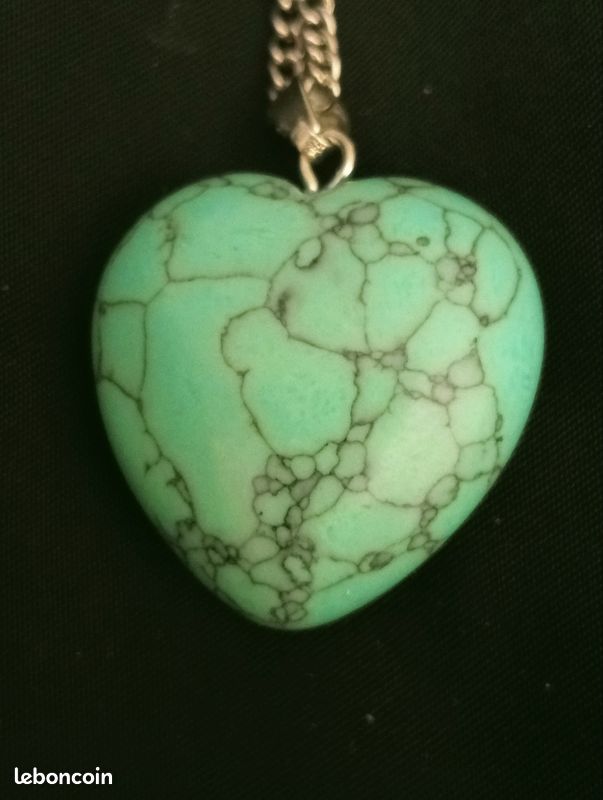 Pendentif Cœur En Pierre Semi-précieuse - Neuf Sans Emballage - Bijou Naturel