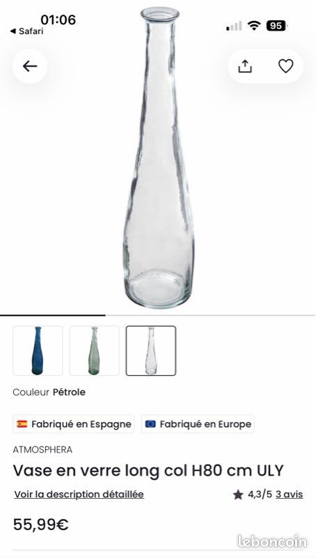 Grand vase en verre soufflé (image 5)