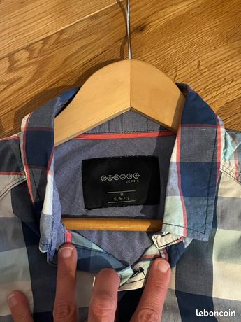 Chemise Homme Bonobos Coupe Slim - Poisson Bleu Imprimé, Taille S, Très Bon état