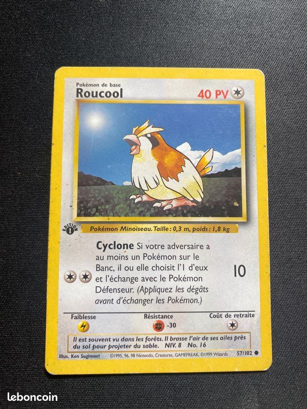Carte Pokemon - Roucool - Edition 1 - Set de base (image 1)