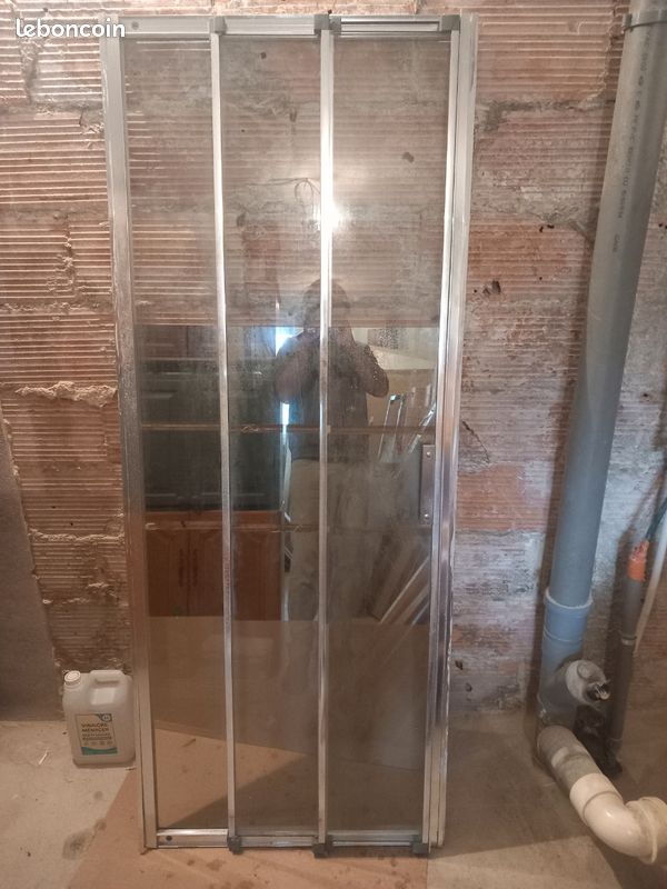 Porte de douche coulissante largeur 80cm avec bac en gré (image 1)