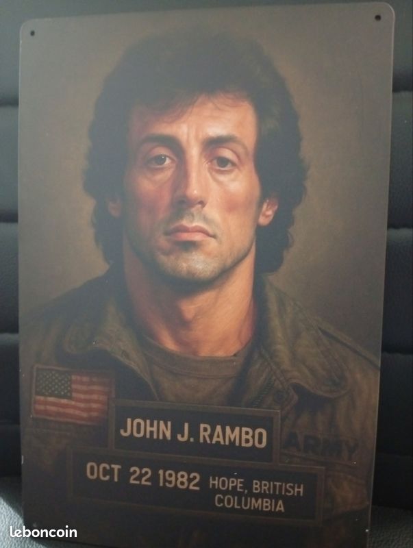 Plaque Murale En Métal Vintage Film Rambo – Dimensions 30 X 20 Cm – Multicolore