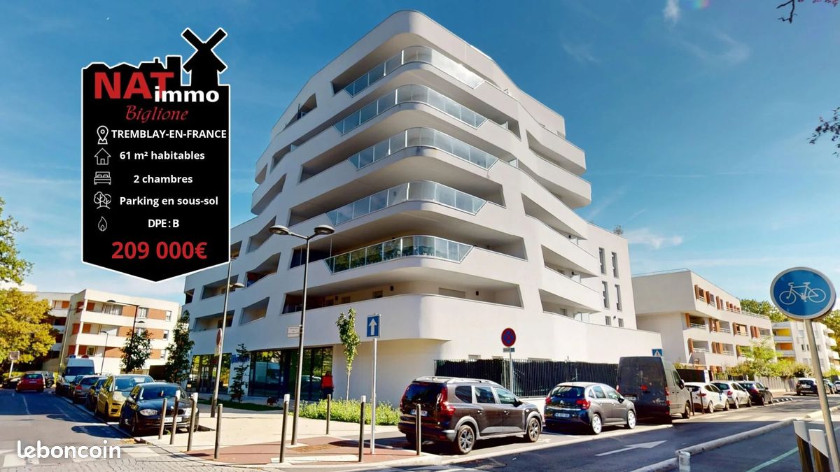 Appartement 3 pièces 61 m² · à Tremblay-en-France · 61 m² · 209 000 €