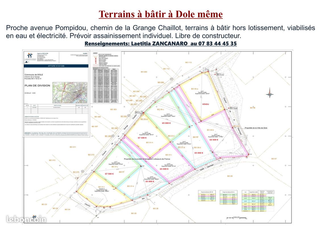 Terrain a batir viabilisés dole · 63 500 €