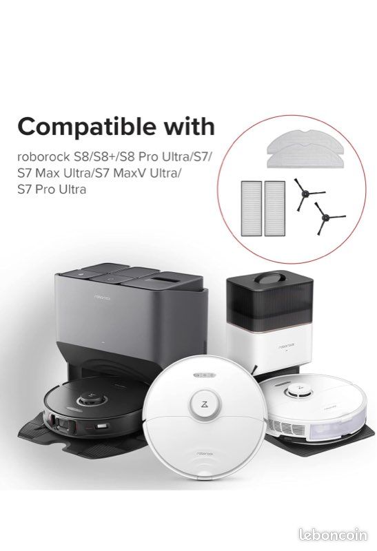 Accessoire d'origine, avec lingettes, Filtre HEPA et Brosse latérale Noir pour aspirateur Robot S7/S7 Max Ultra/S7 Maxv Ultra/S7 Pro Ultra/S8/S8 +/S8 Pro Ultra (image 1)