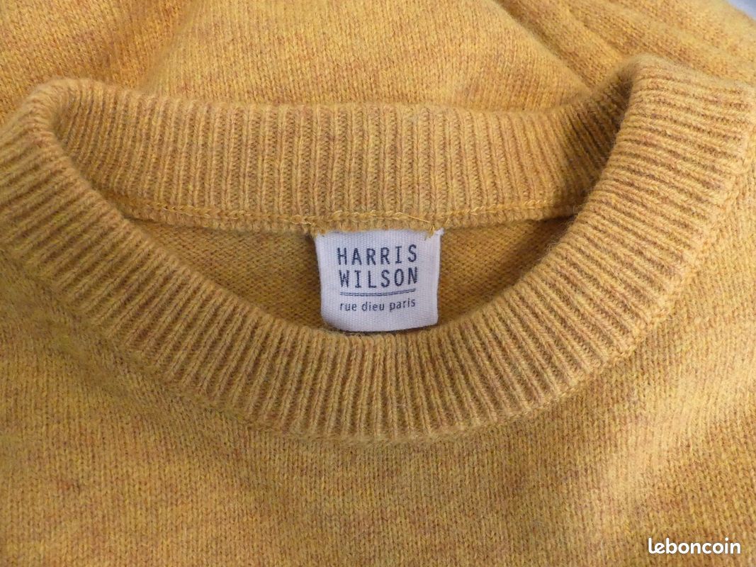 Pull Homme Col V Harris Wilson - Coton/Laine - Taille S - Orange Rouille (Neuf Avec étiquettes)