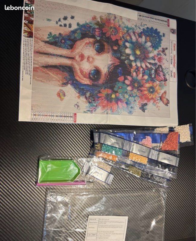 Kit de peinture diamant fille fleurs (image 2)