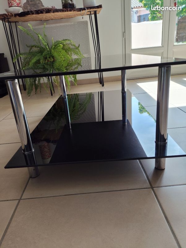 Meuble télé verre trempé noir (image 3)