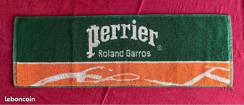 Raquette Publicitaire PERRIER – Vintage Roland Garros – Beach Racket Ball – Objet Déco