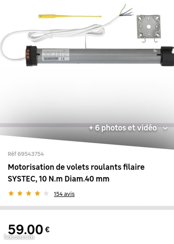 Neuf Motorisation volets roulants SYSTEC, 10 N.m (image 2)
