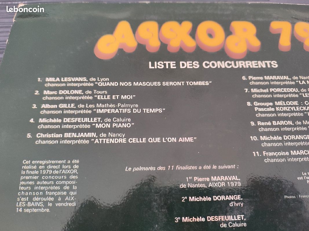 Disque Vinyl vintage - Aix'Or, finale 1979 (image 5)