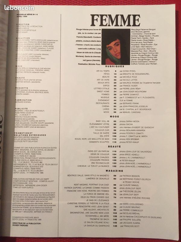 Magazine FEMME. Mode À. 1986 (image 2)