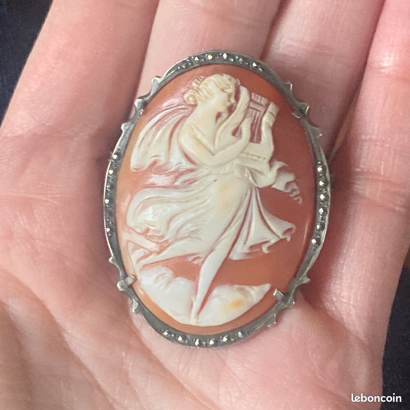 Broche Argent étranger – Motif Mauresque Orientaliste, à Restaurer (manque épingle)