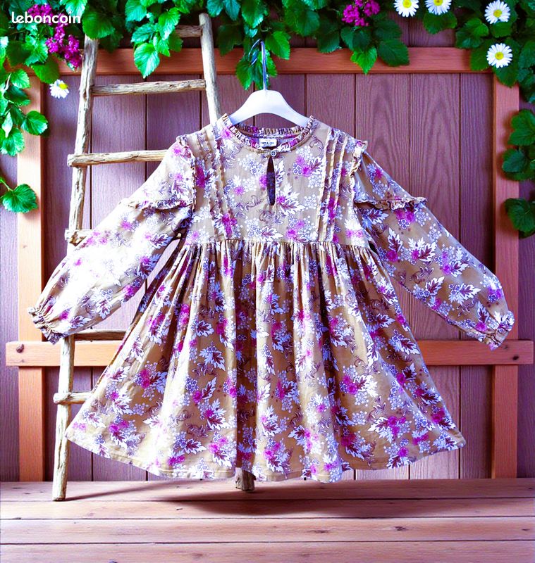 Tao robe fille imprimé fleurs détails petits volants teintes