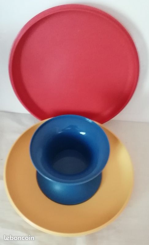 1024⚜️ Compotier Plat Plateau de Service Présentoir Tupperware Diamètre 25 Cm
