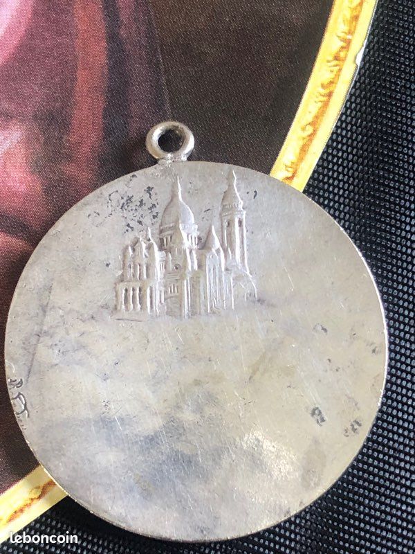 MEDAILLE RELIGIEUSE ANCIENNE  Coeur De Chapelet  - argent massif EUR