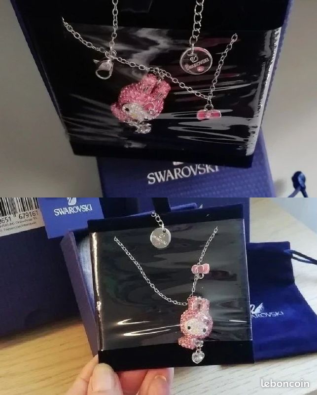 Collier ajustable Hello Kitty en or blanc orné diamants et de rubis - Bijoux et montres