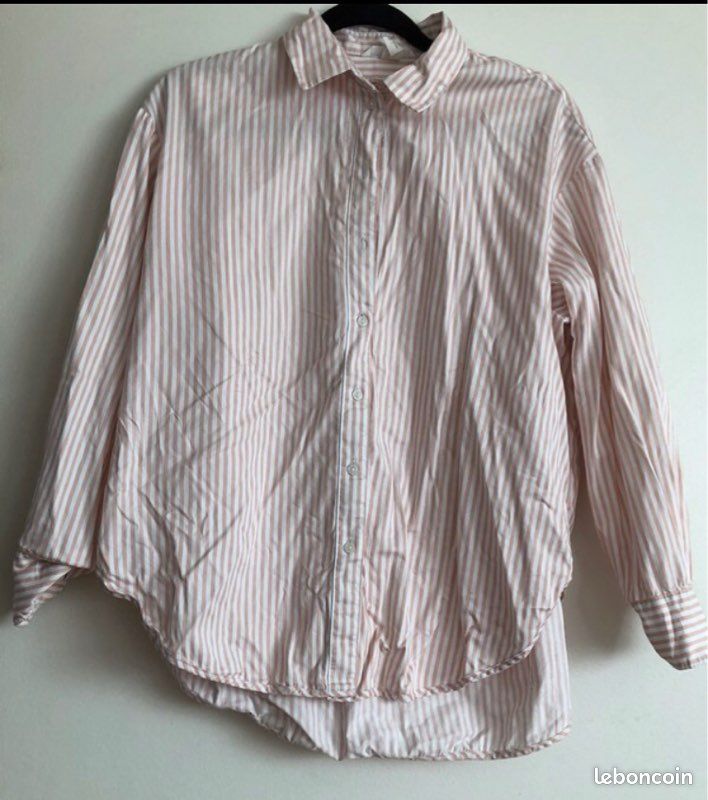 Chemise rose pâle à rayure (image 1)