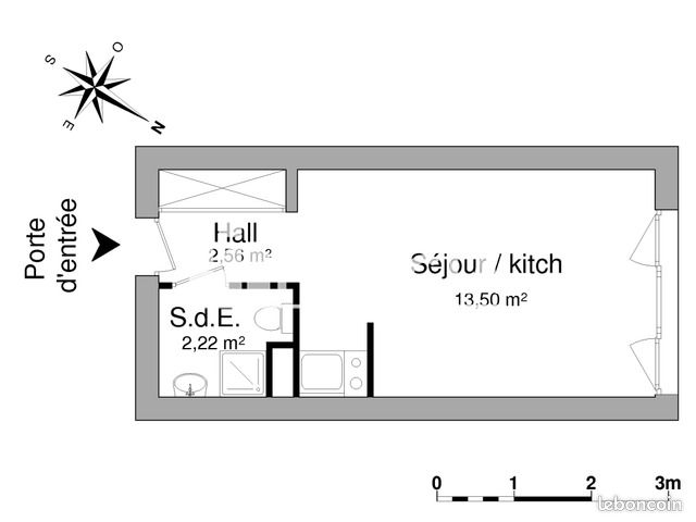 Appartement 1 pièce 18 m² · à Grenoble · 18 m² · 373 €/mois