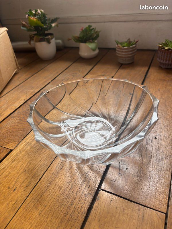 Saladier / coupe en cristal Val Saint-Lambert signée – modèle torsadé – Ø 24 cm (image 2)