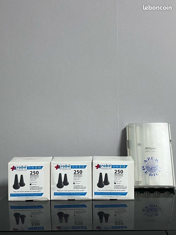 Lot Distributeur HEINE AllSpec + 3 boîtes de spéculums Robé 4mm (Neuf) (image 1)
