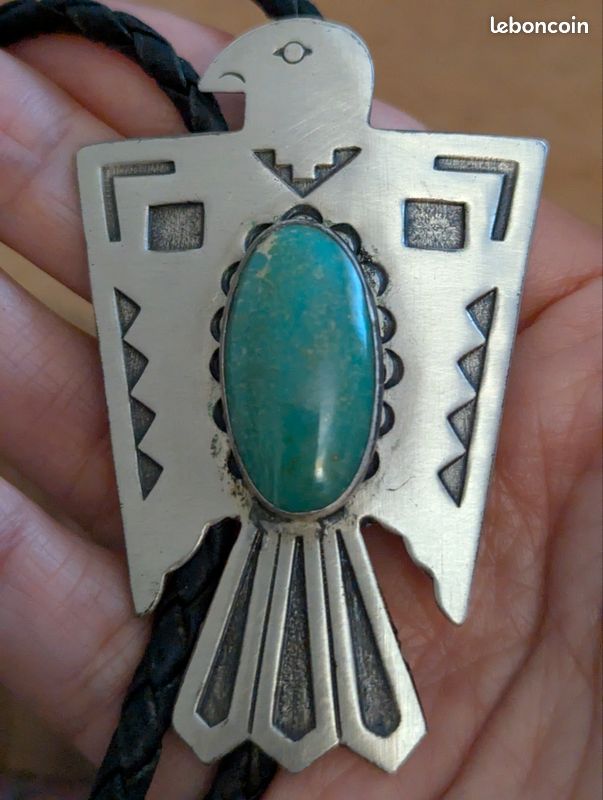 taille 6,5 Chef Loup Robe Chasse (1905-1977) Acoma Argent, Turquoise