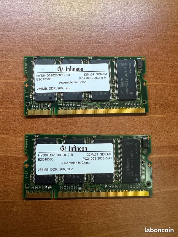 Modules de mémoire pour ordinateur portable Infineon 512 Mo SODIMM