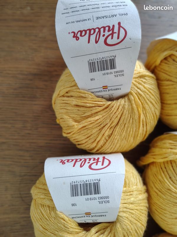 Lot de 15 pelotes 30%lin PHIL ARTISANE SOLEIL OR 50 g neuf (image 4)