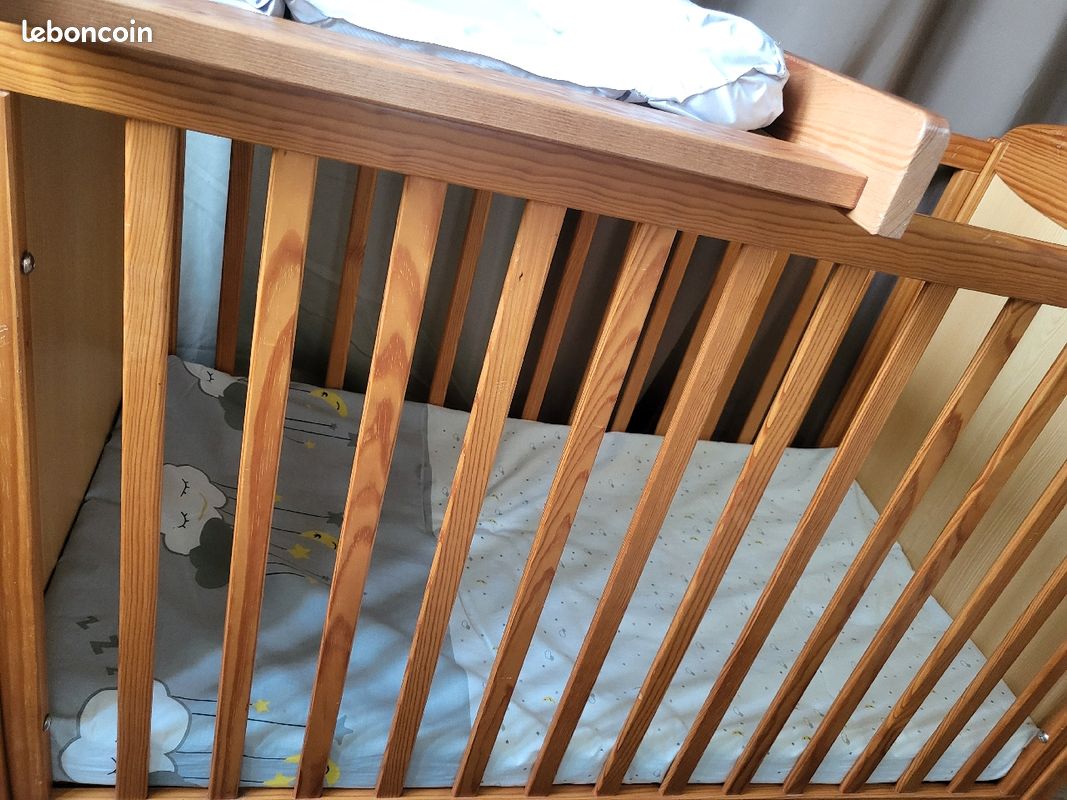 URGENT Lit bébé en bois 2 en 1 avec table a langer pin massif 🇫🇷 (image 5)